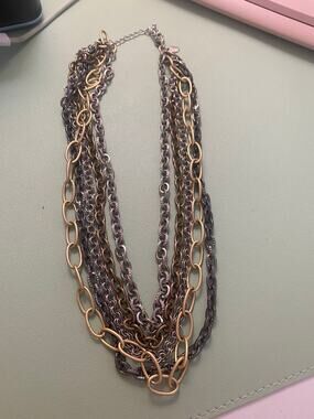 Lia Sophia Multi Tone Layered Five Chain Necklace